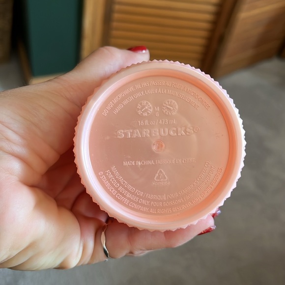 Starbucks pinky peach 16oz cup with lid and straw - Picture 3 of 4